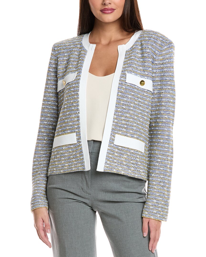 St John St. John Slub Tweed Knit Jacket In Gray