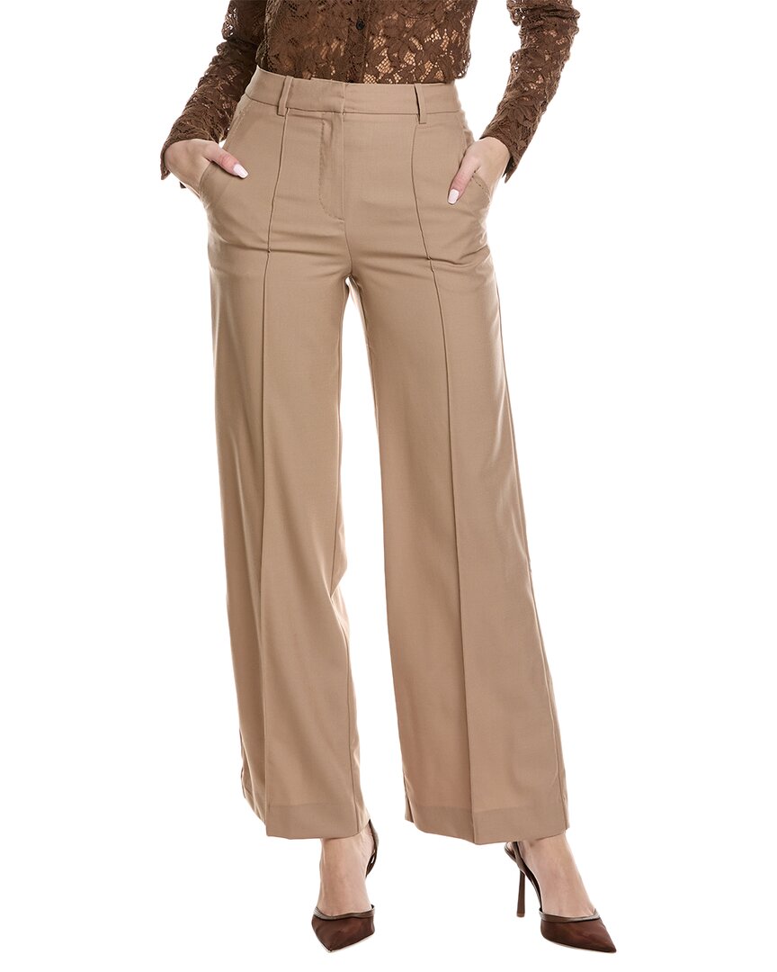 Reiss Kate Wide Leg Wool Trouser In Beige