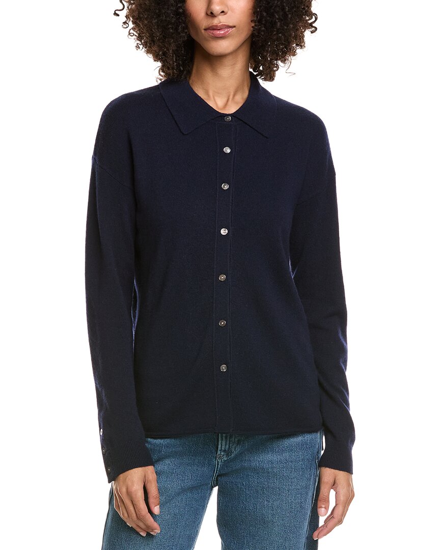 Incashmere Shirt Style Wool & Cashmere-blend Sweater In Blue