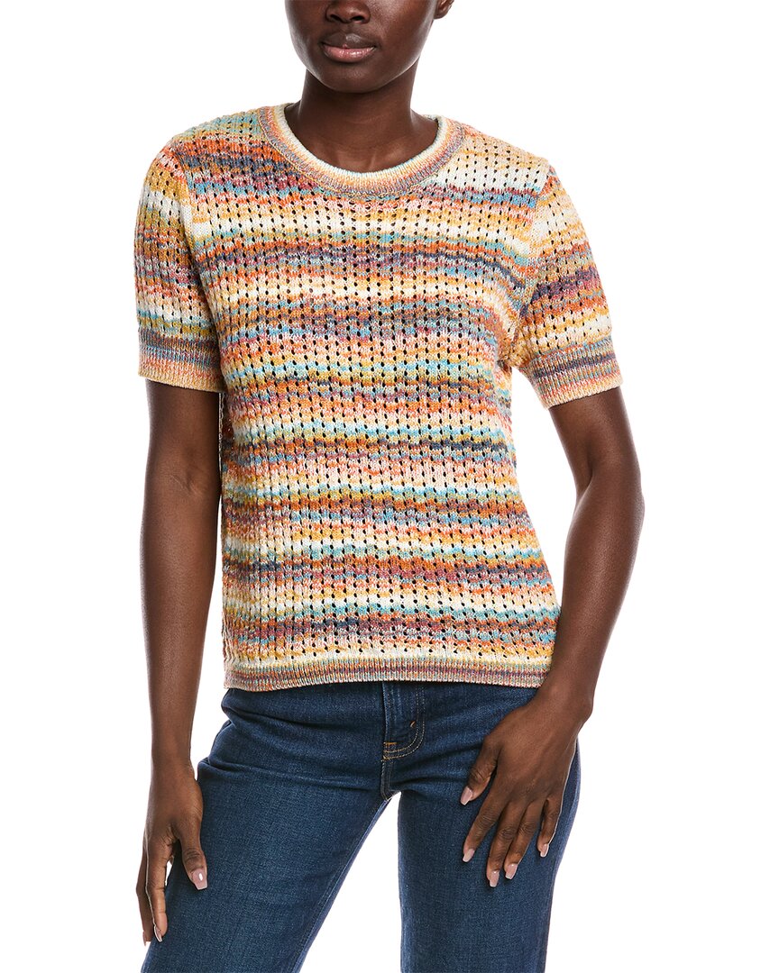 Minnie Rose Open Knit Sweater In Multi