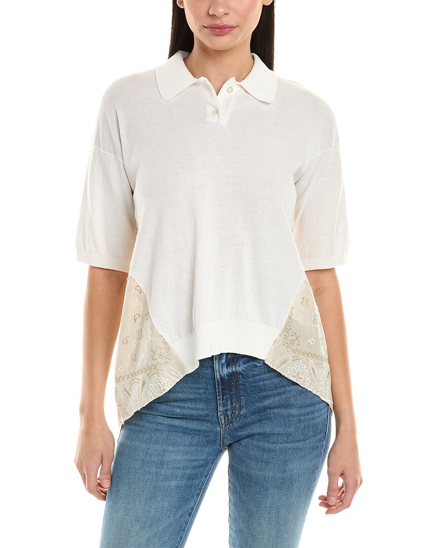 Shop Alpha Studio Embroidered Top In White