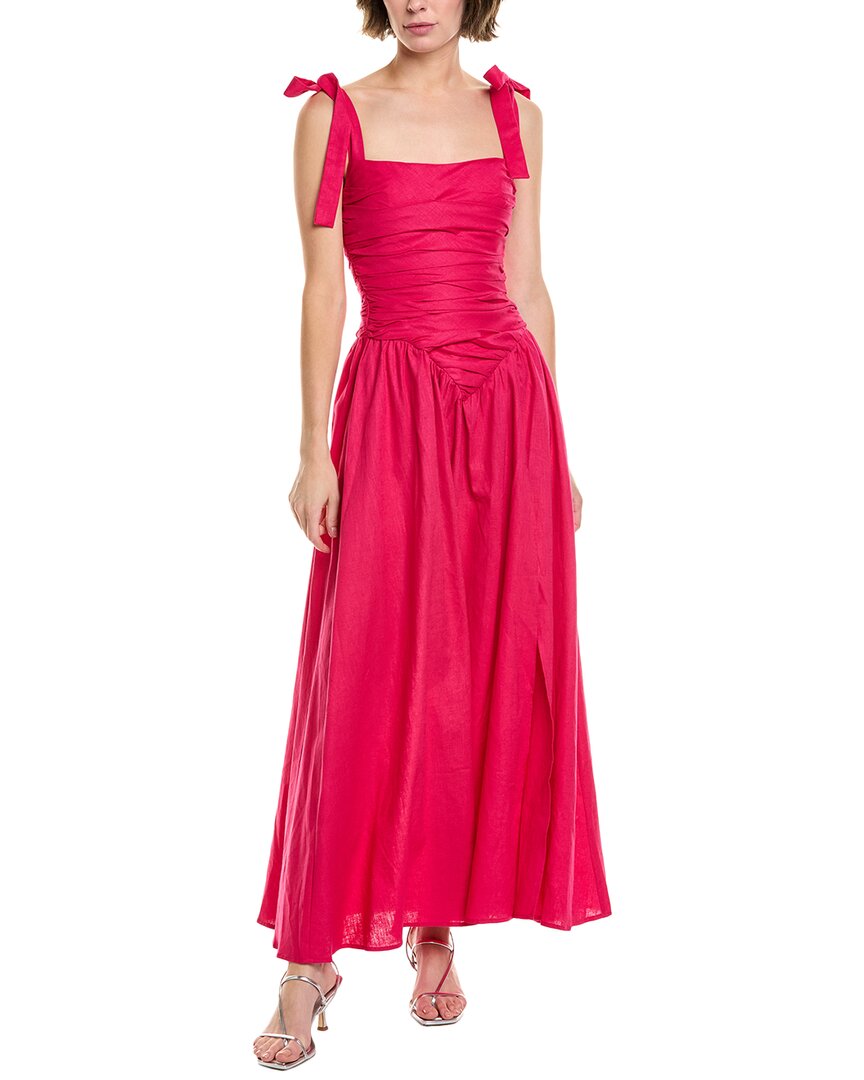Bardot Mirelle Linen-blend Maxi Dress In Red