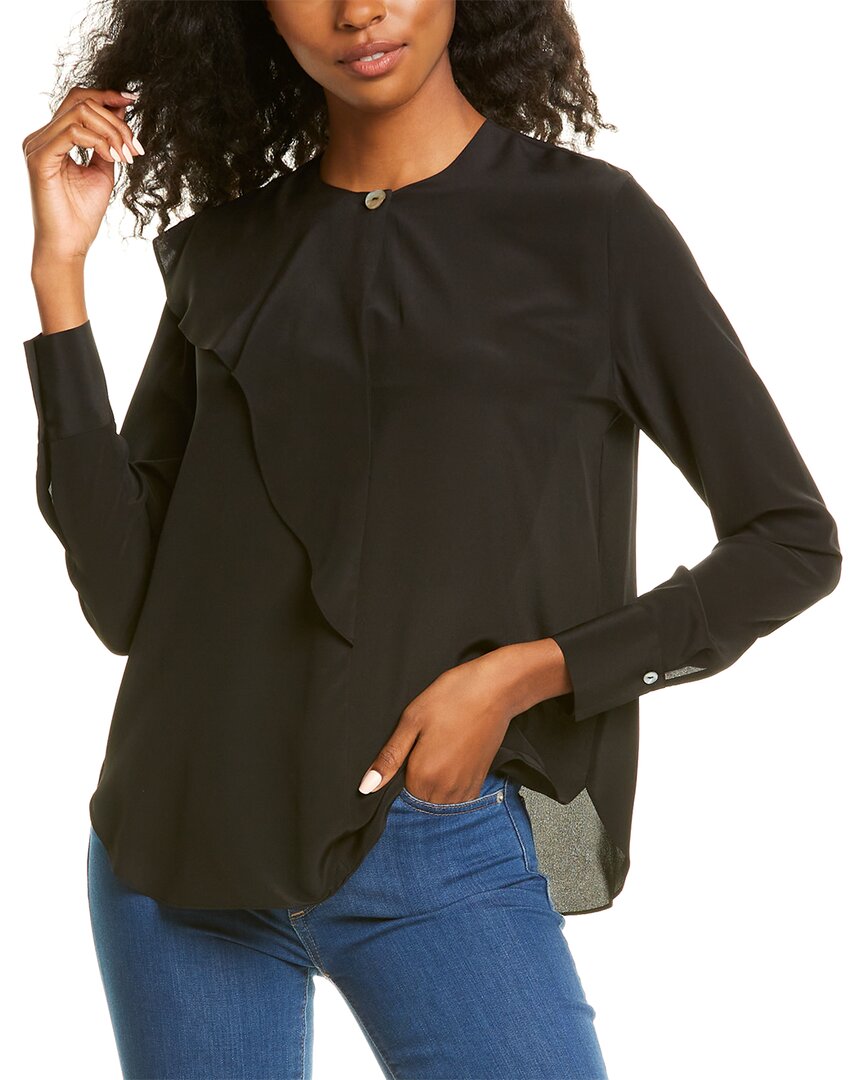 VINCE VINCE ASYMMETRIC FLUTTER SILK BLOUSE