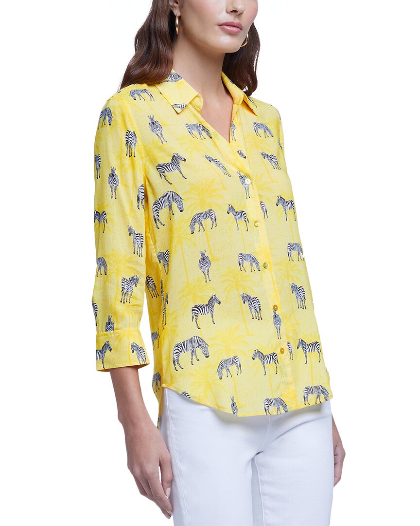 L Agence Camille Zebra Blouse In Yellow