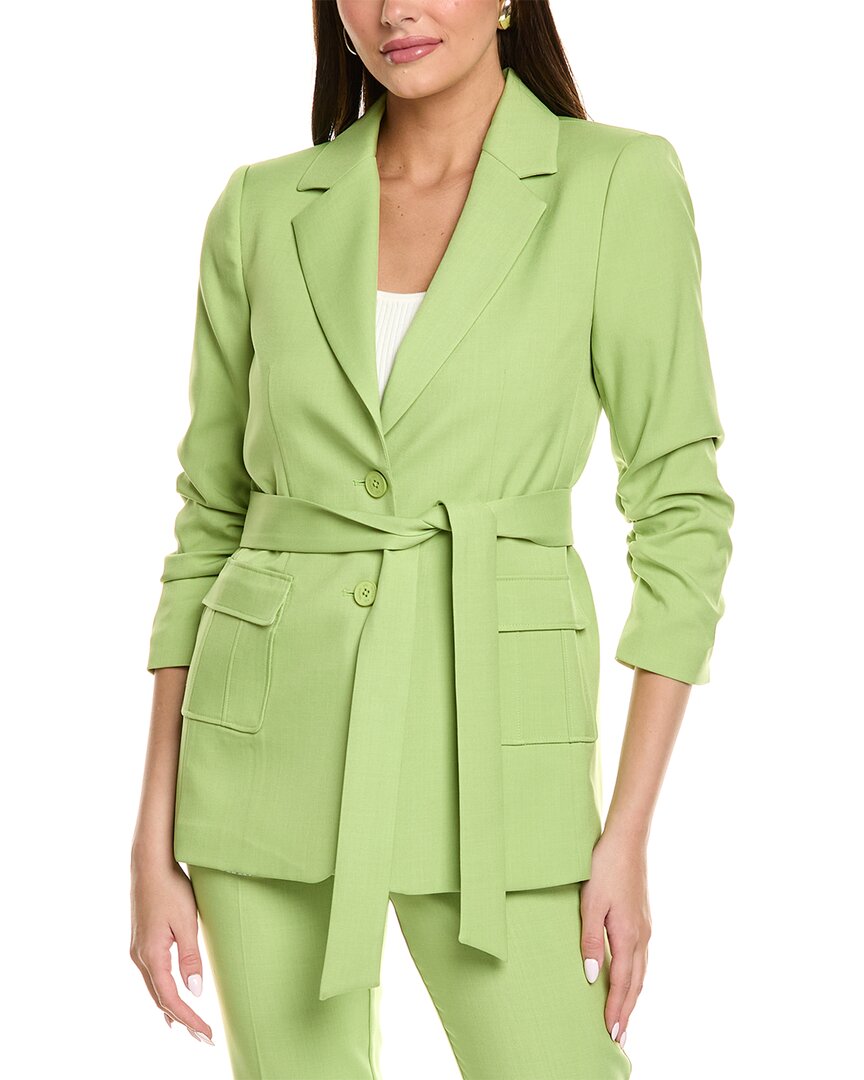 Tahari Asl Ruched Sleeve Belted Jacket