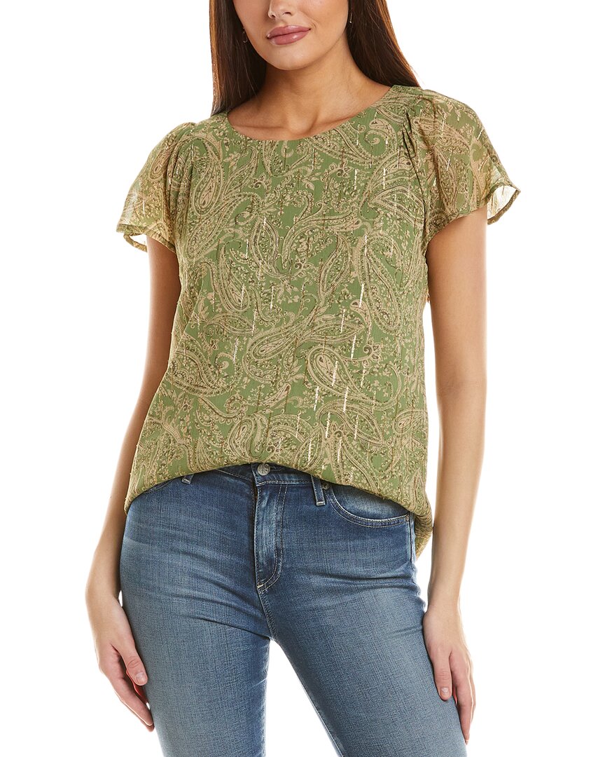 Cece Print Flutter Sleeve Top