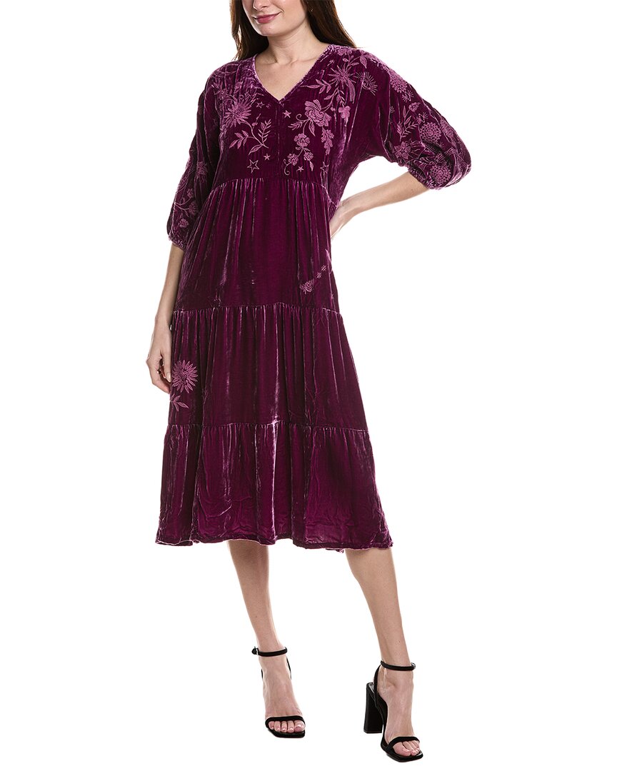 Johnny Was Petite Torine Silk-blend Midi Dress In Purple