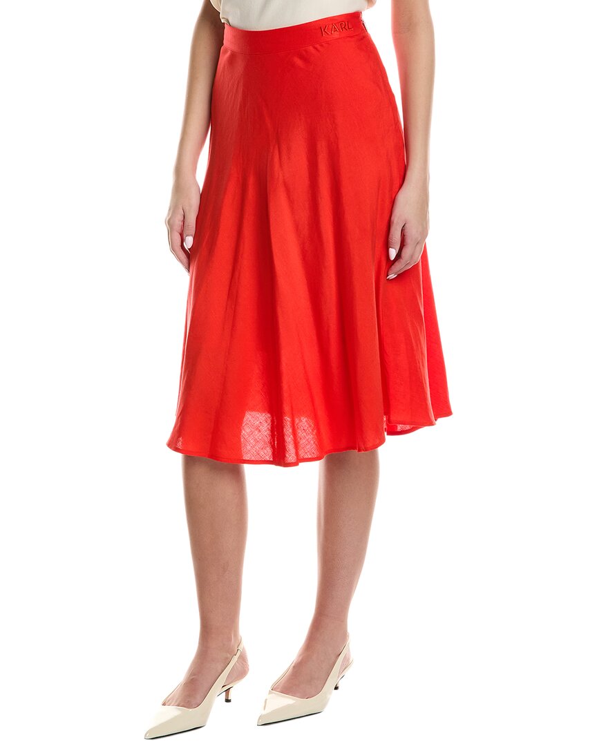 Karl Lagerfeld Linen-blend Midi Skirt