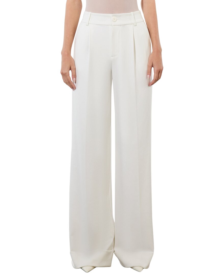 Alice And Olivia Dylan High Waist Wide Leg Pants In Ecru Vegan Leather