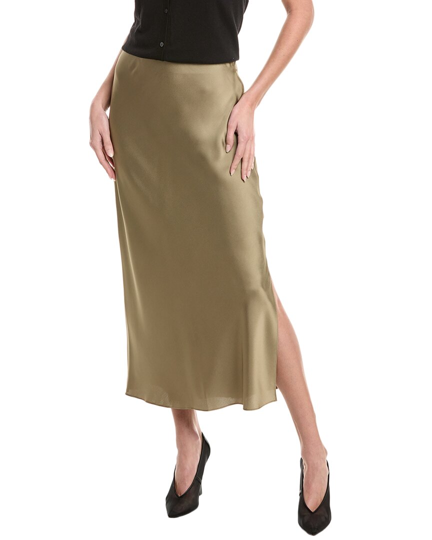 Vince Satin Maxi Skirt In Green