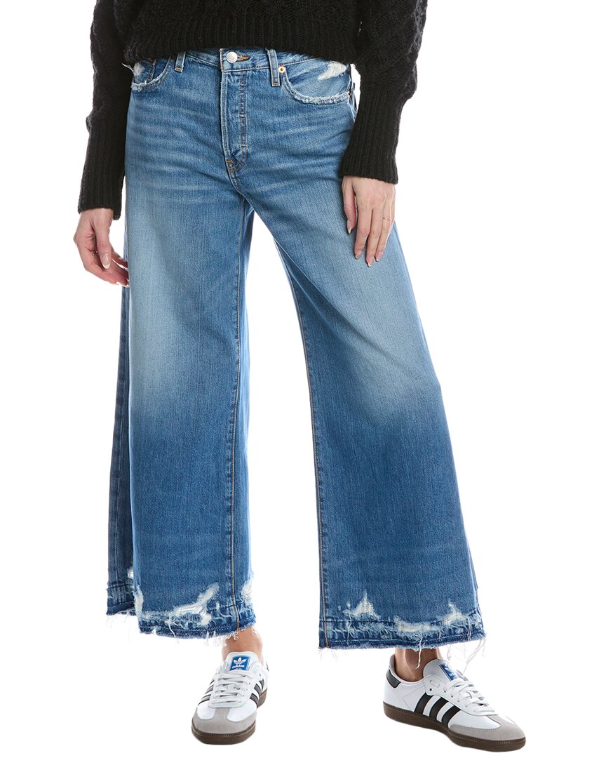 Re/done 70's Ultra High-rise Washed Khaki Wide Leg Jean In Blue