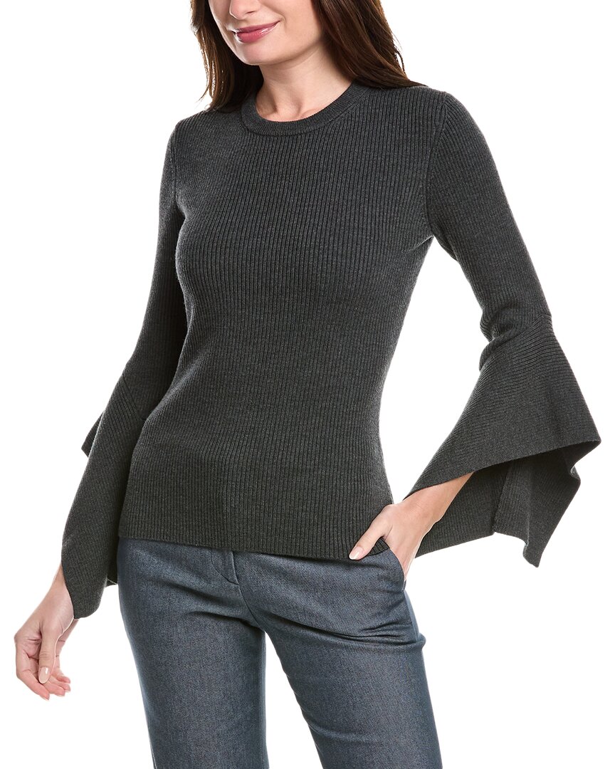 Michael Kors Flare Sleeve Merino Wool Blend Sweater In Grey