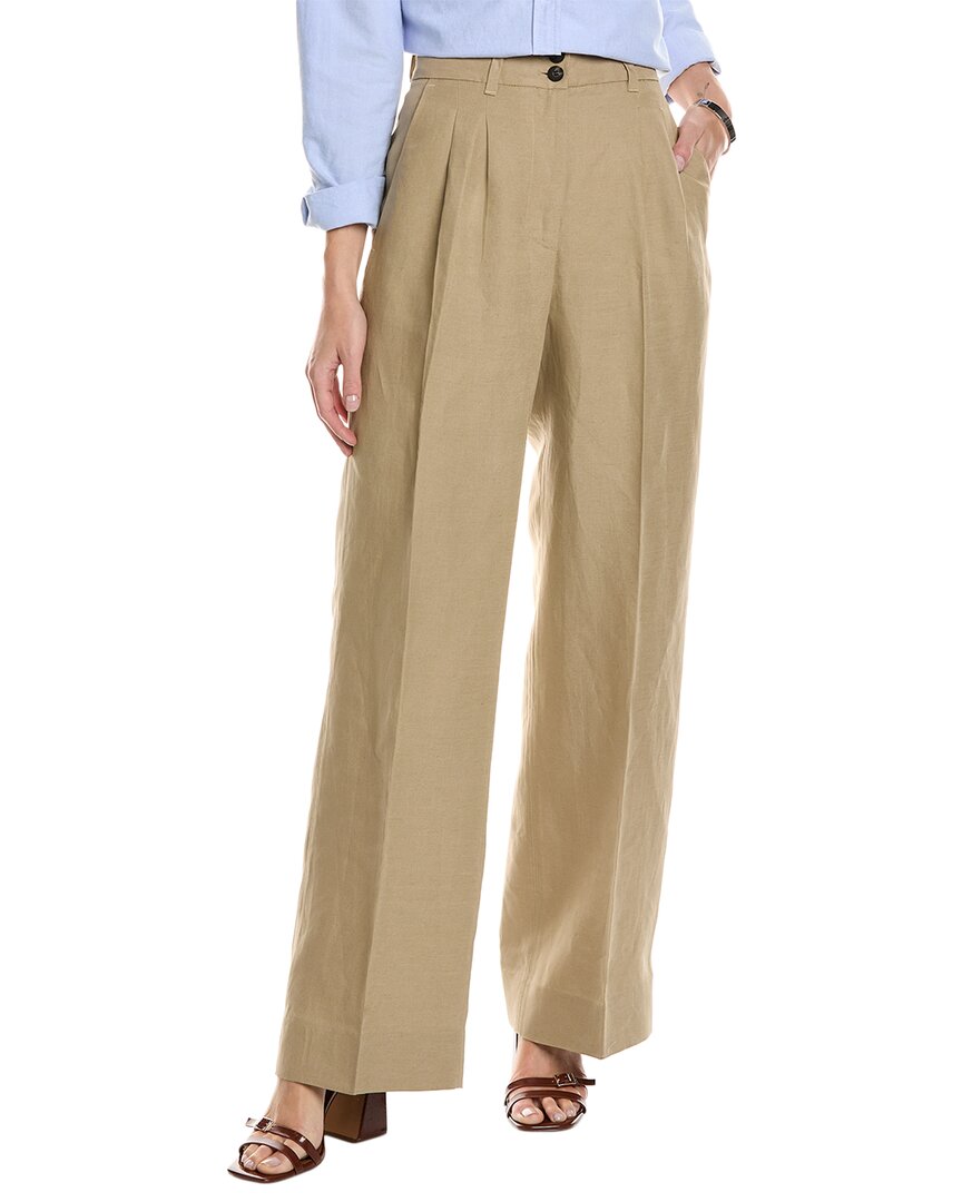 Shop Allsaints Petra Linen-blend Trouser In Brown