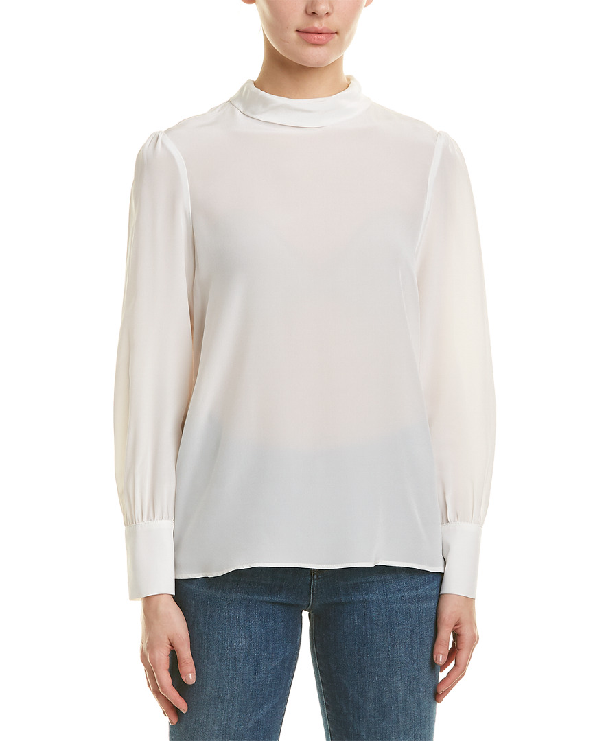 Image of Lavender Brown Turtleneck Silk Top