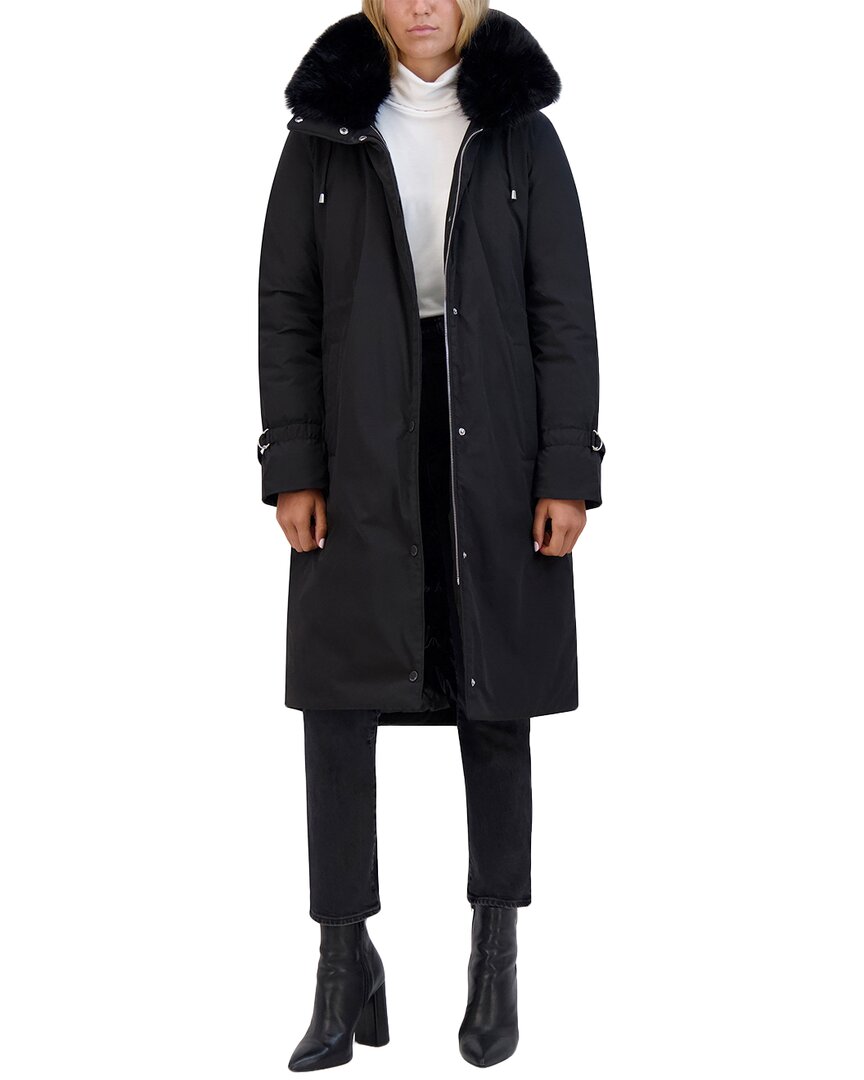 Kenneth Cole Faux Fur Collar Hooded Puffer Coat