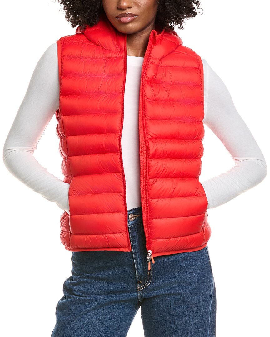 Save The Duck Milena Hooded Vest In Red