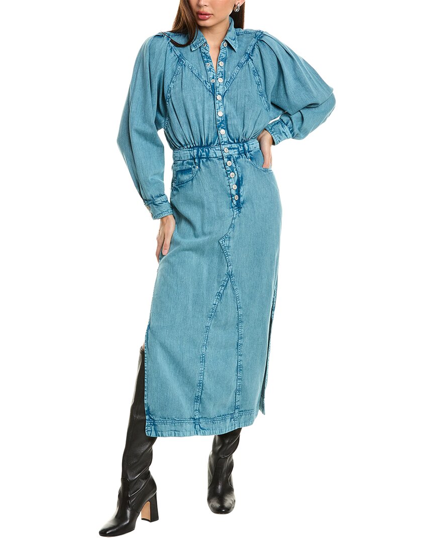 Shop Free People Mad Love Denim Midi Dress In Blue