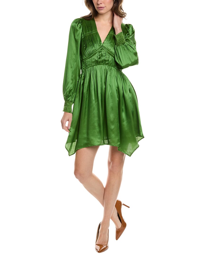 Shop Allsaints Esta Silk-blend Mini Dress In Green