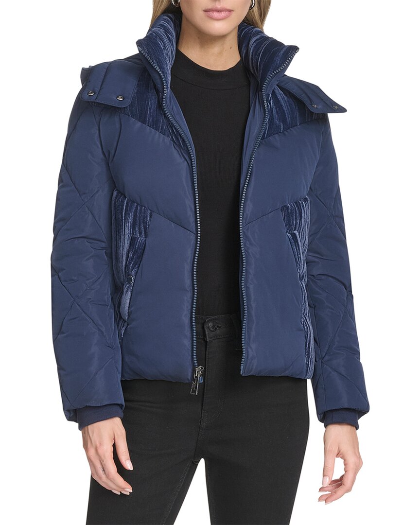 Andrew Marc Tayte Hooded Puffer Jacket In Blue