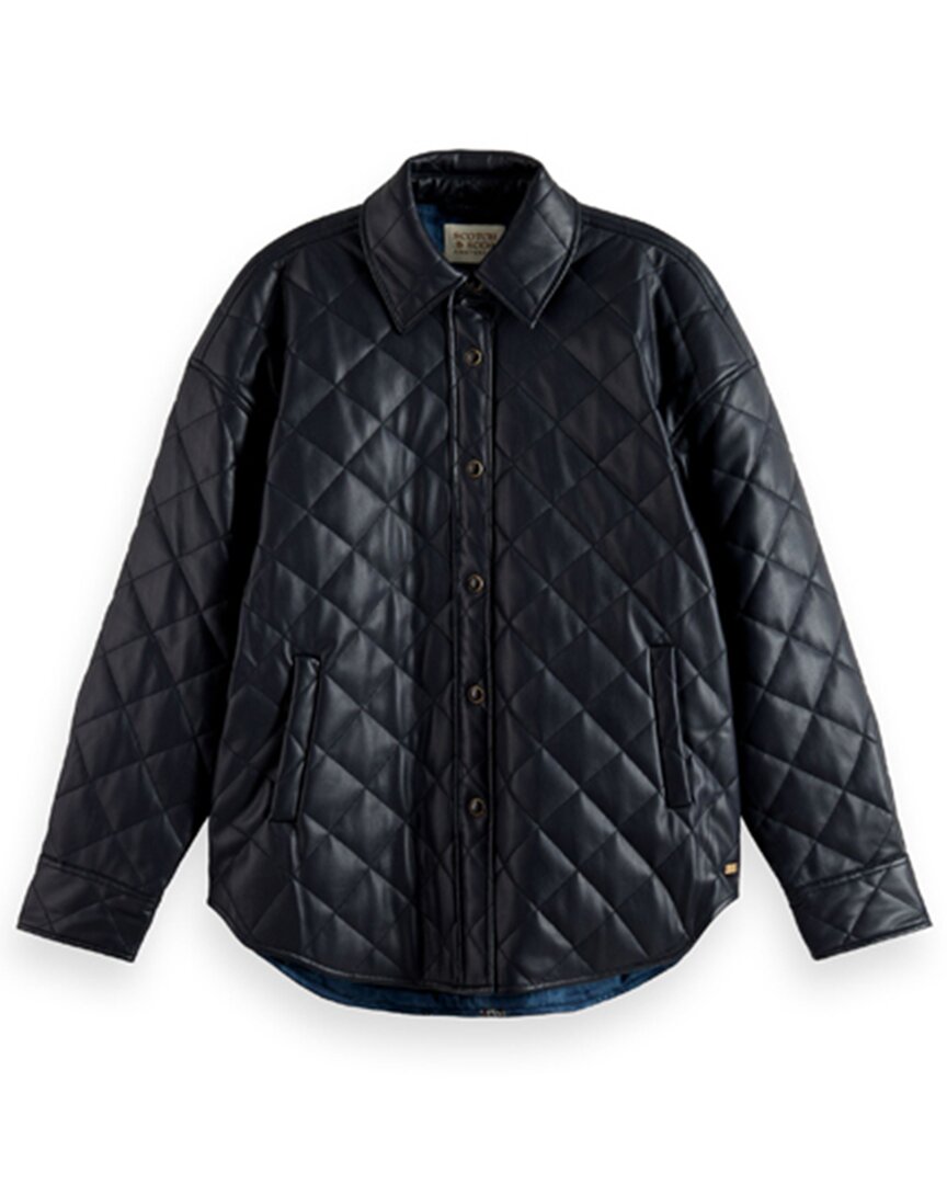 Shop Scotch & Soda Quilted Shirt Jacket In Blue