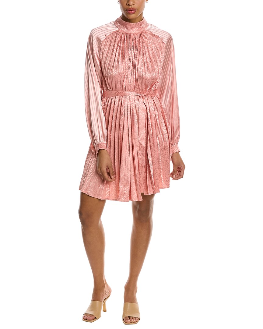 Shop Beulah Accordion Pleated Mini Dress In Pink