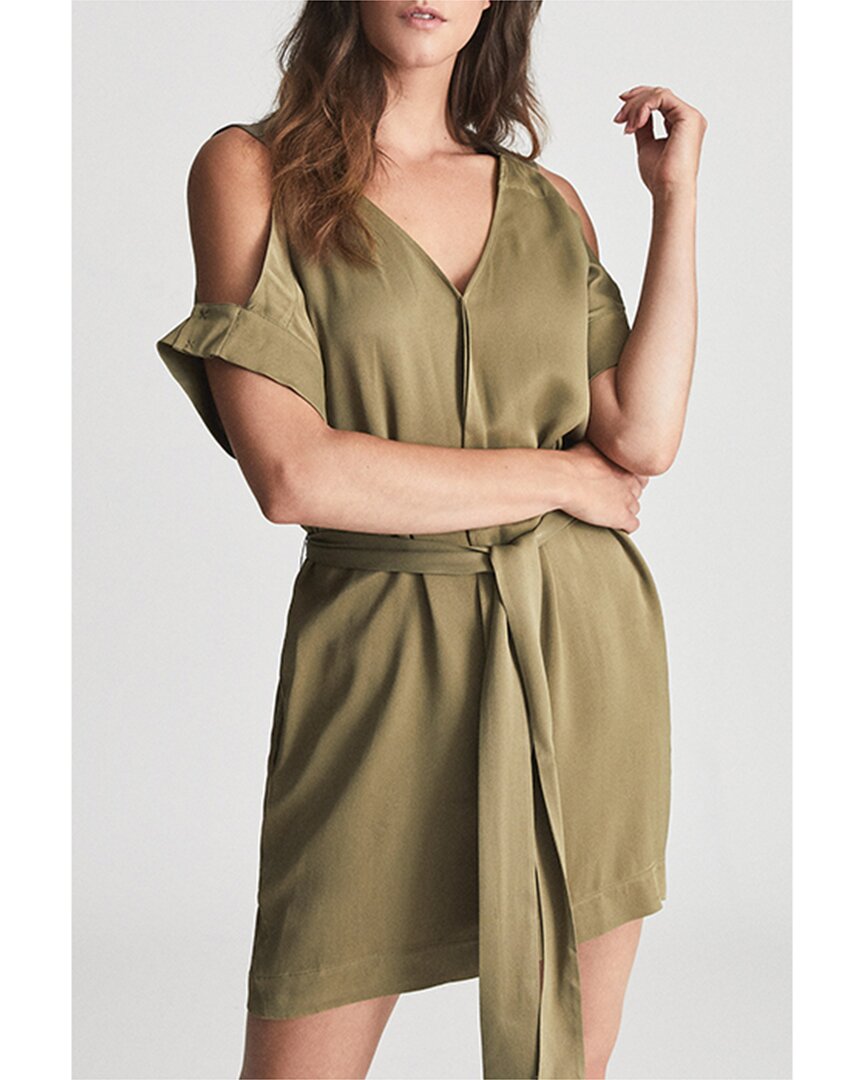 Reiss Ruby Cold-shoulder Mini Dress In Green