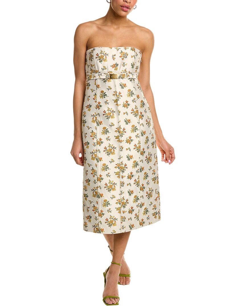 Tory Burch Floral Jacquard Bustier Dress In Pink