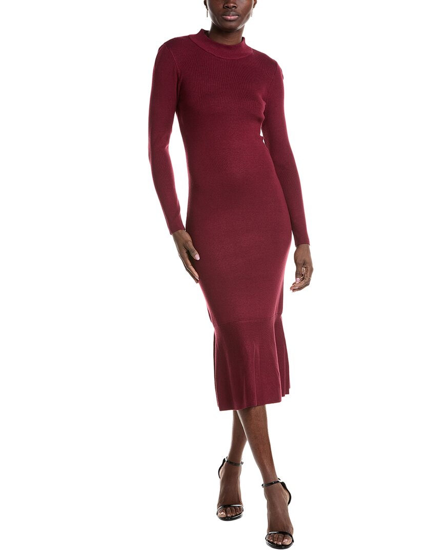 T Tahari Women's Mock-neck Peplum-hem Long-sleeve Dress In Red