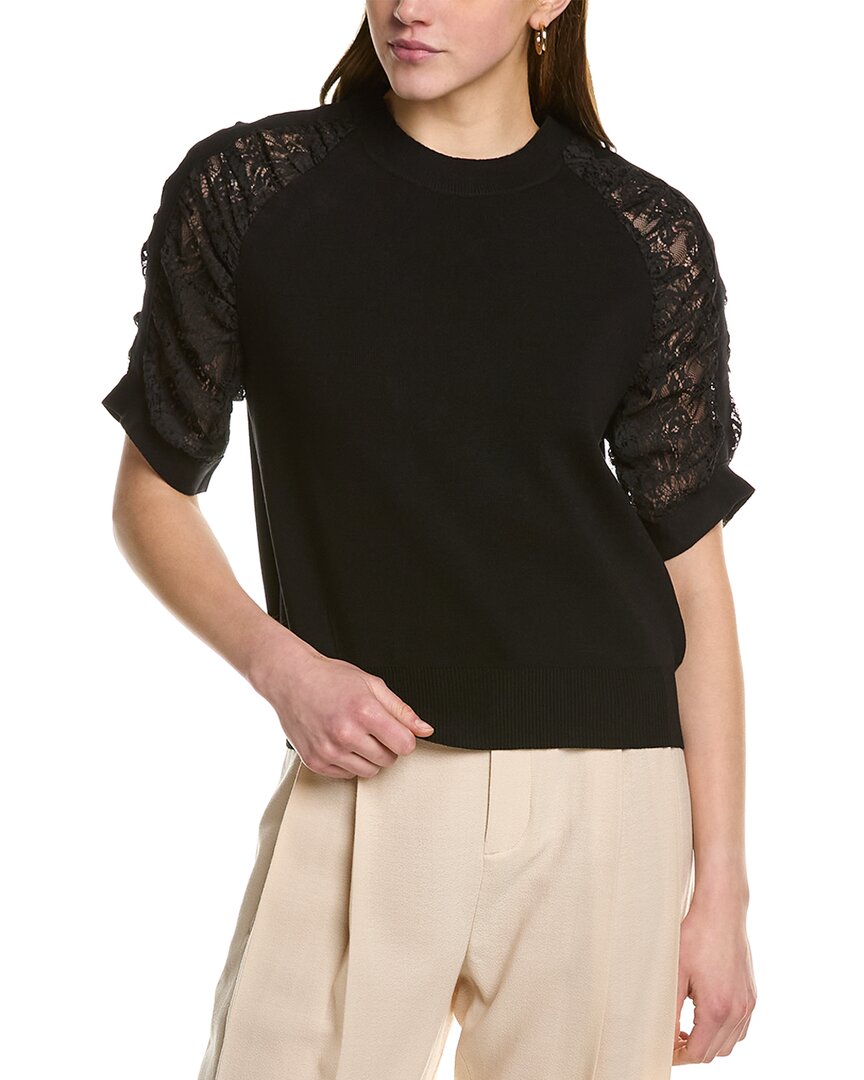 Shop Gracia Ruched Sleeve Top In Black