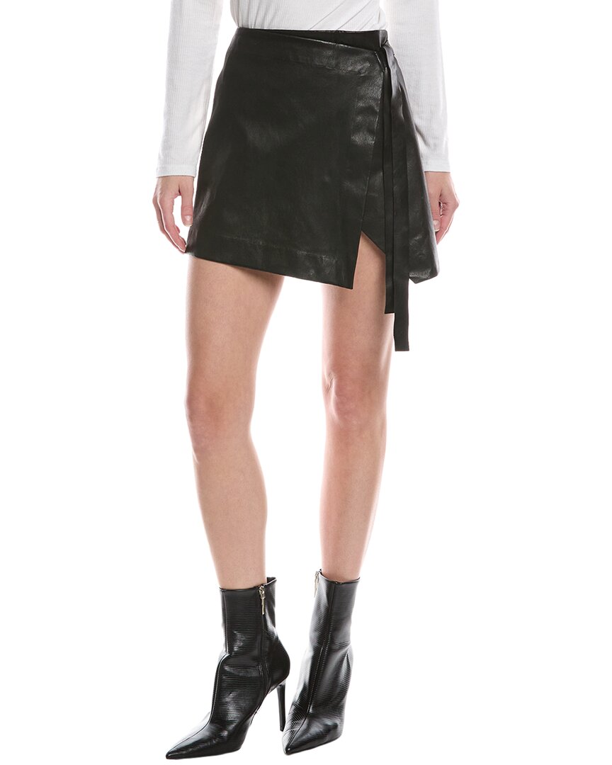 Rag & Bone James Leather Wrap Skirt In Black