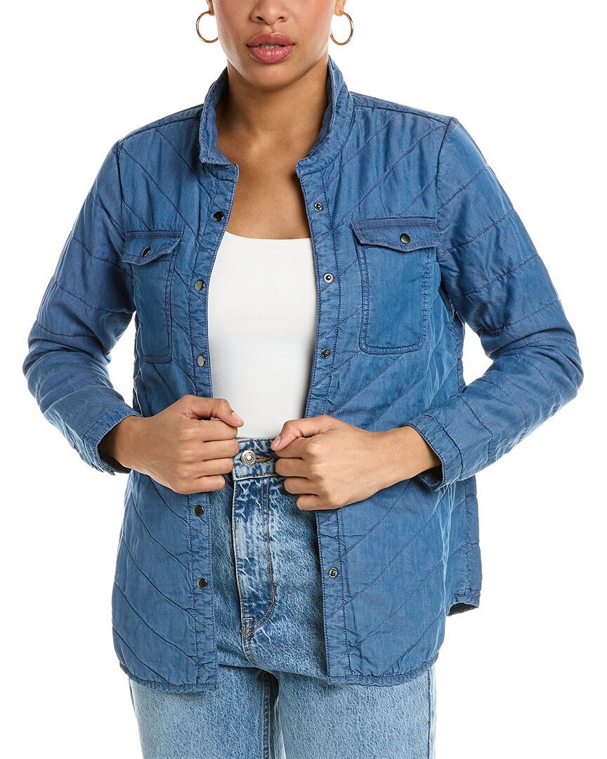 Nic + Zoe Quilted Snap-front Denim Shirt Jacket In Blue | ModeSens