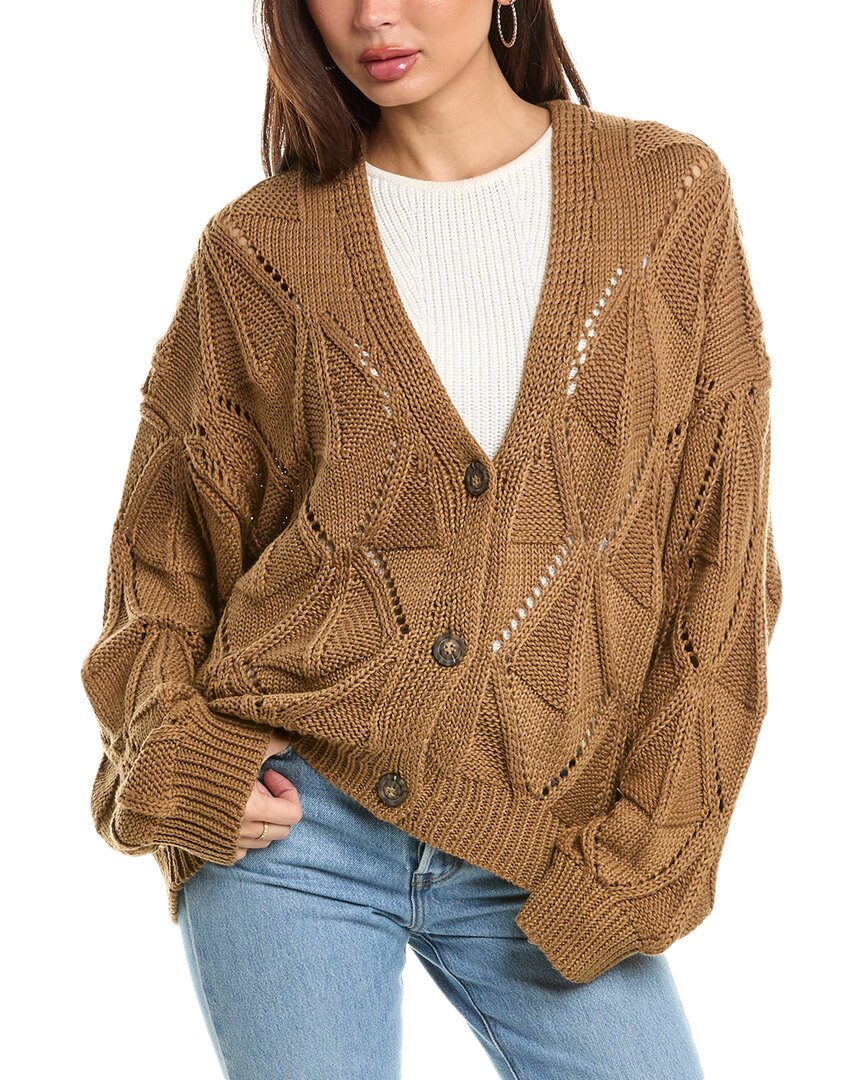 Maronie Pointelle Cardigan In Brown