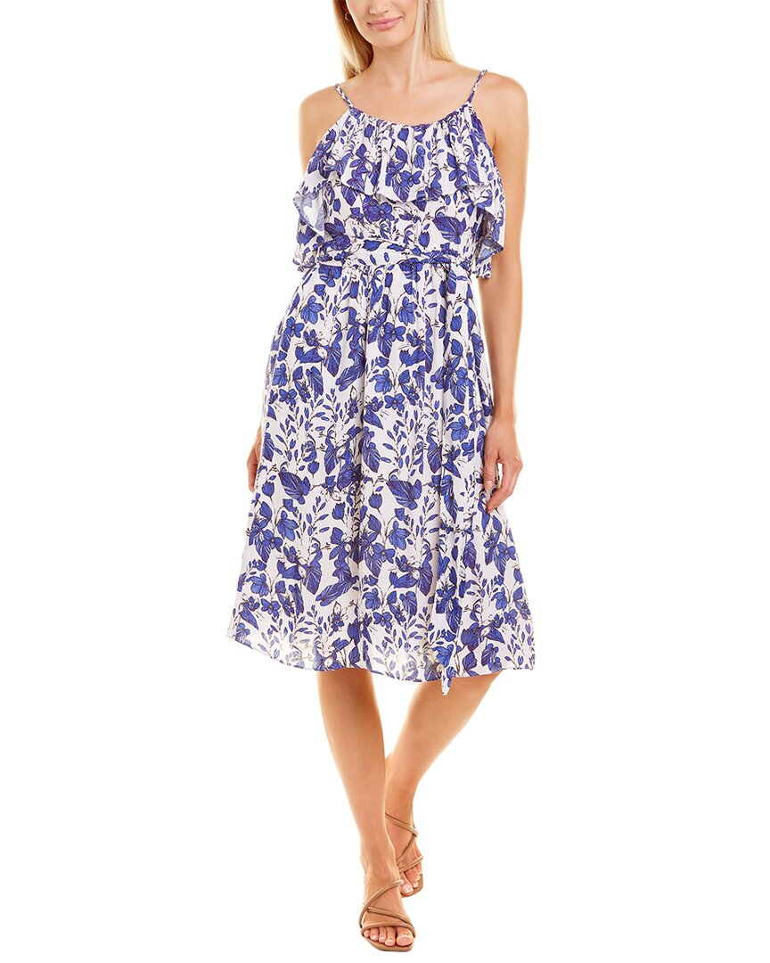 Shop Celina Moon Braided Strap Midi Dress In Blue