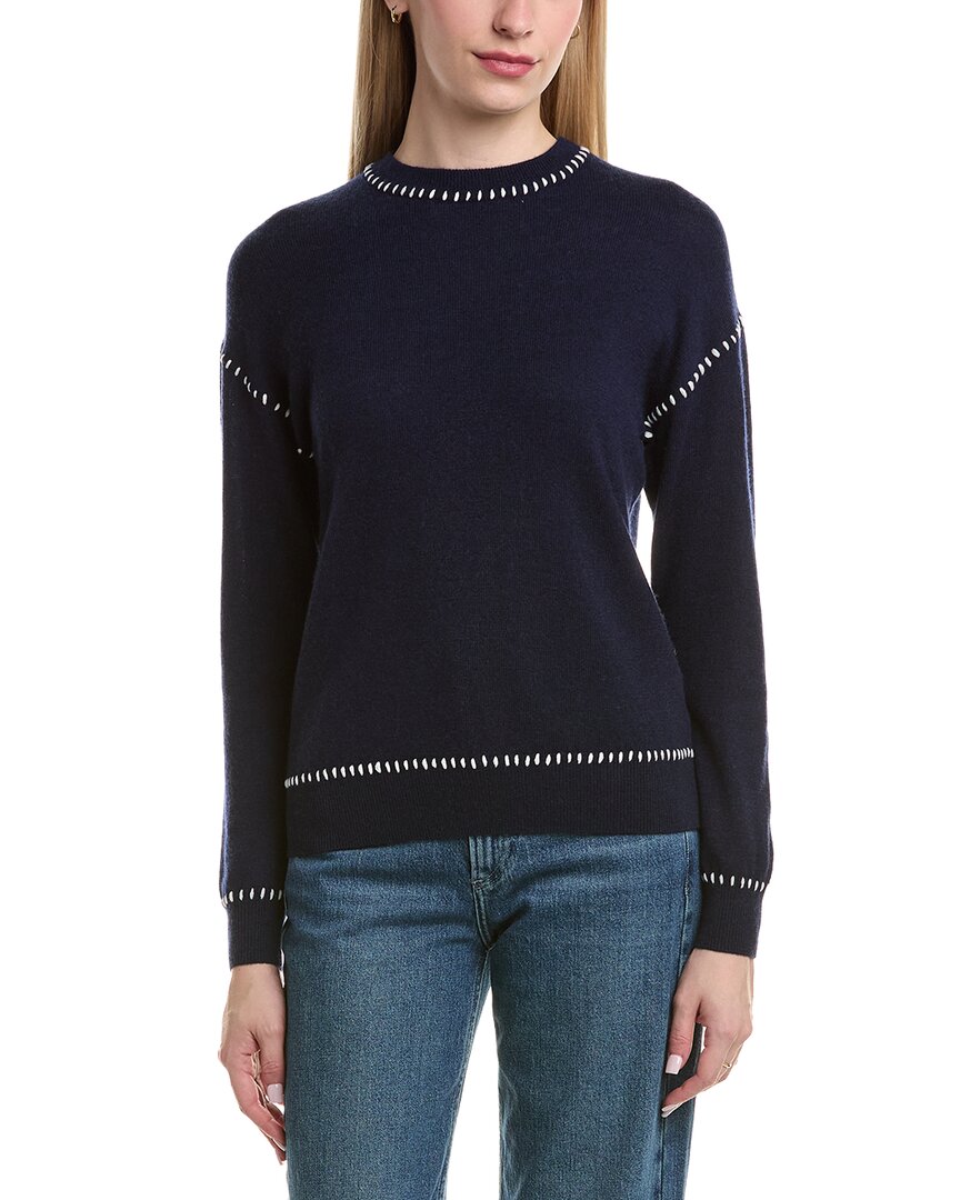 Bruno Magli Whipstitch Wool & Cashmere-blend Sweater In Blue