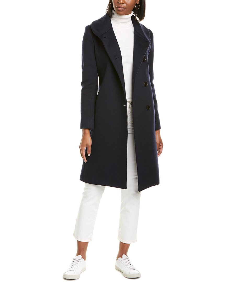 Sofiacashmere Round Collar Wool & Cashmere-blend Coat In Black