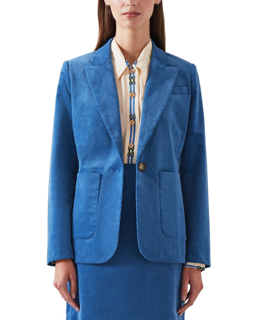 Lk Bennett Deborah Single-button Corduroy Jacket In Blue