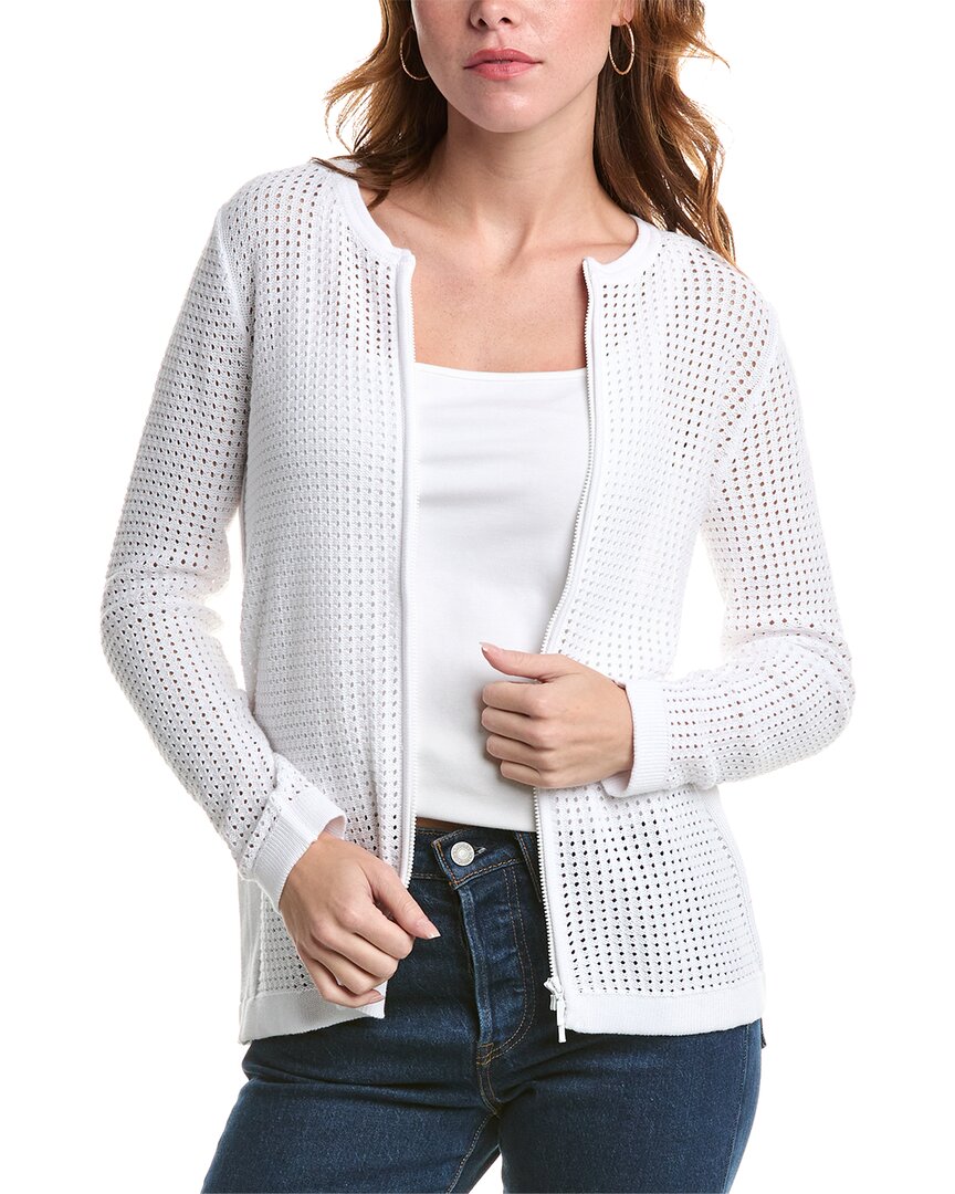 Edinburgh Knitwear Pointelle Jacket In White
