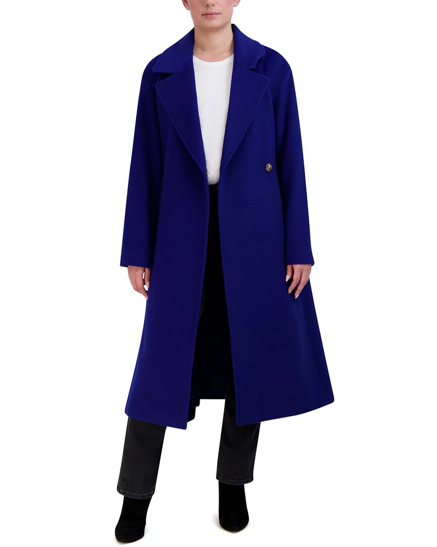Cole Haan Slick Wool Blend Coat In Blue