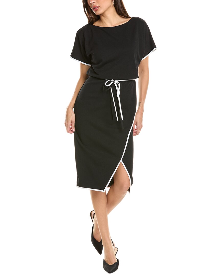 Joseph Ribkoff Two Tone Slit Dress In Black In Black