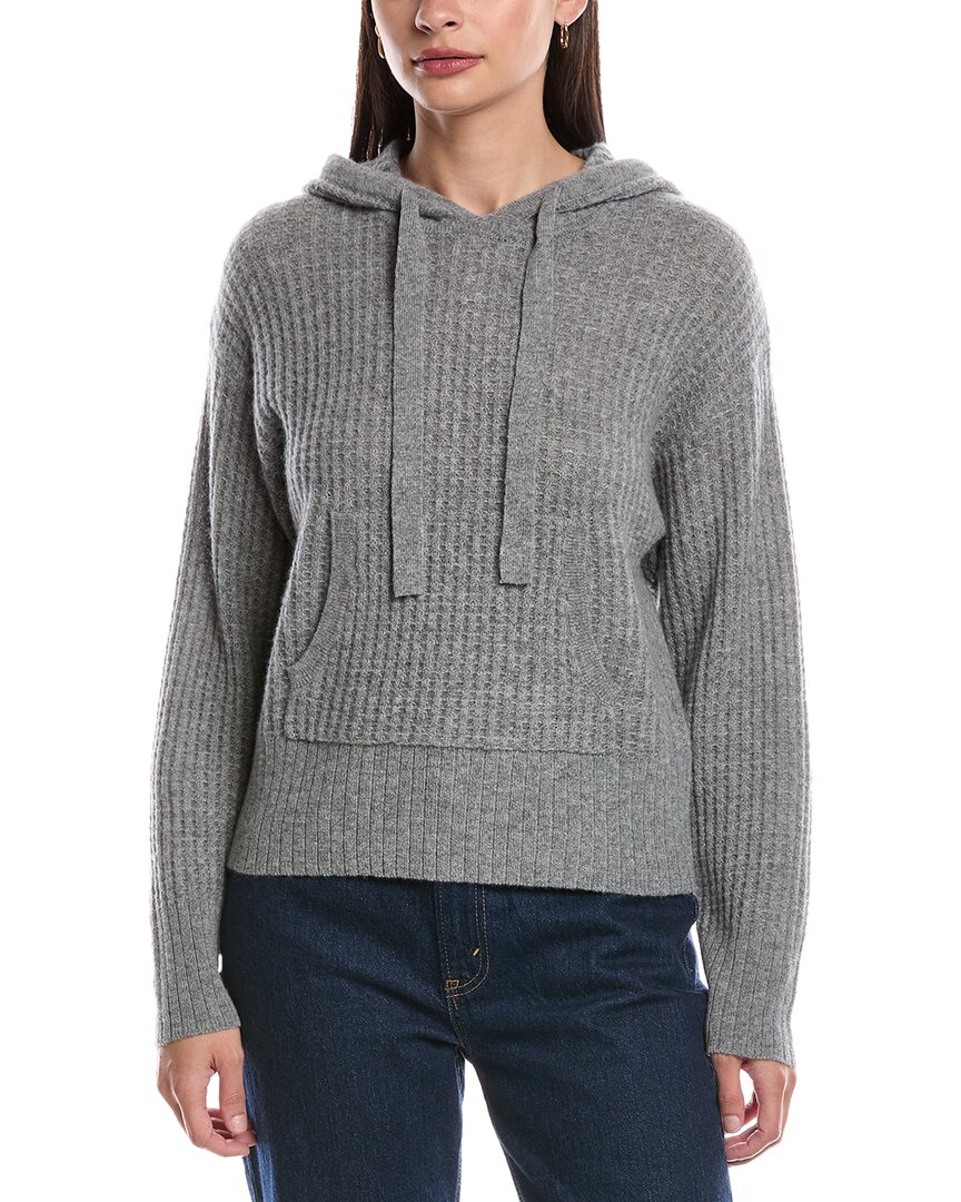 Alashan Cashmere Coco Boxy Thermal Cashmere Hoodie In Gray