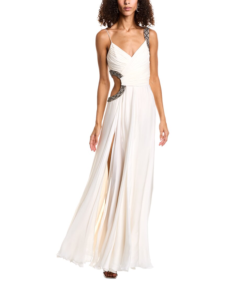 Roberto Cavalli Embellished Silk Gown In White