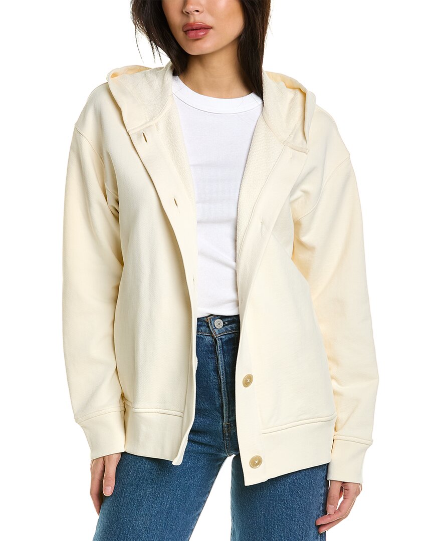 Vince Cotton Cardigan Hoodie In White