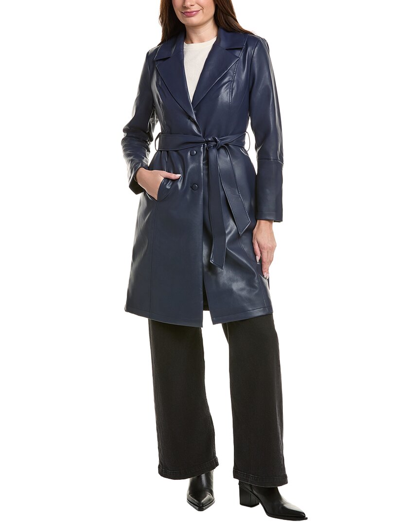 Badgley Mischka Trench Coat In Blue