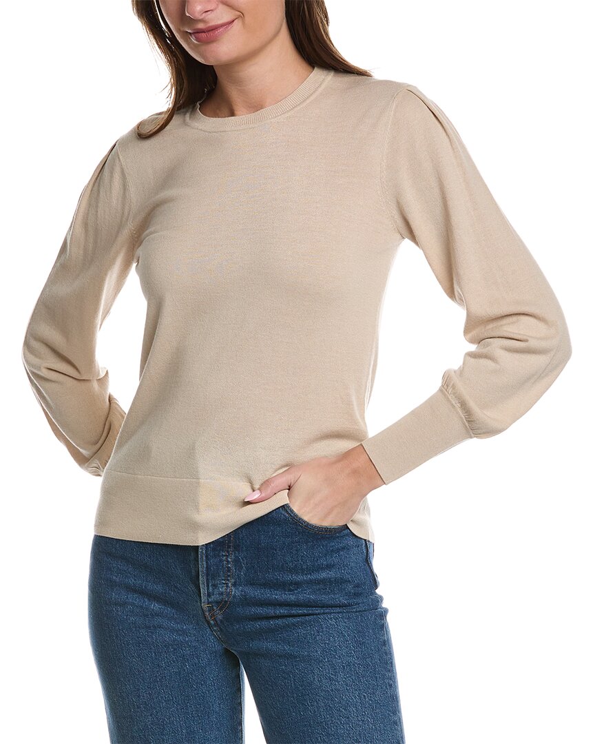 Shop Forte Cashmere Pleated Sleeve Silk & Cashmere-blend Sweater In Beige