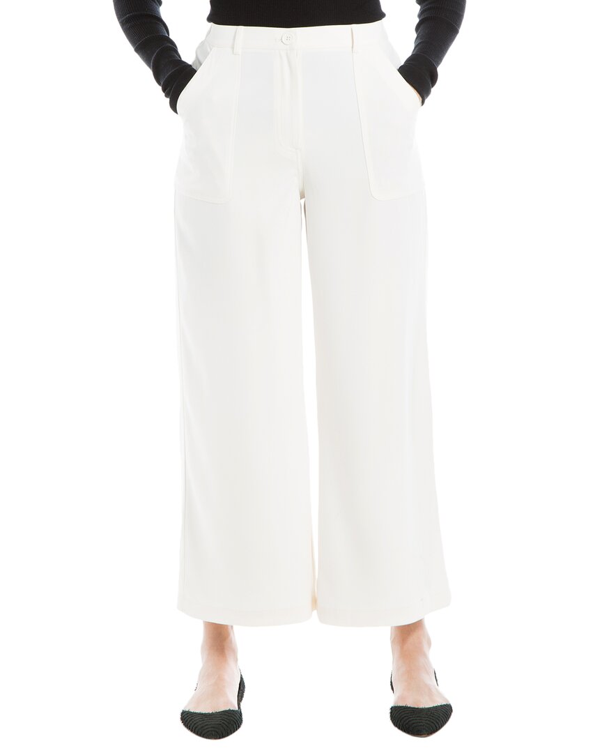Max Studio Crop Wide Leg Pant With Pockets In White