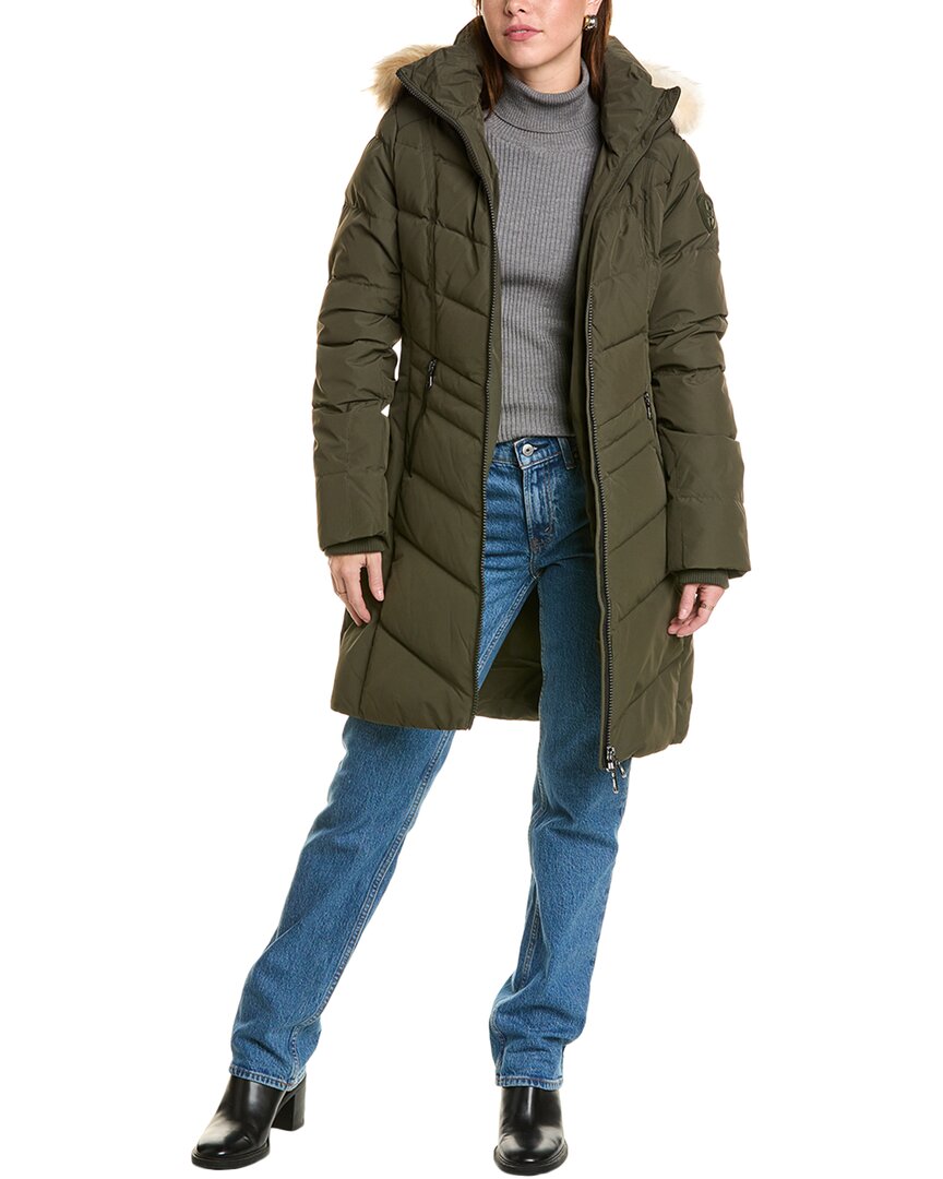 Pajar January Chevron Quilted Coat In Green