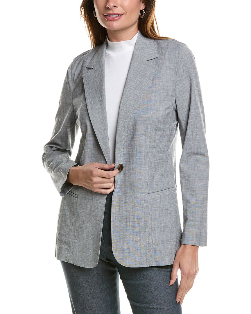 Lafayette 148 New York Ashby Linen-blend Blazer In Grey