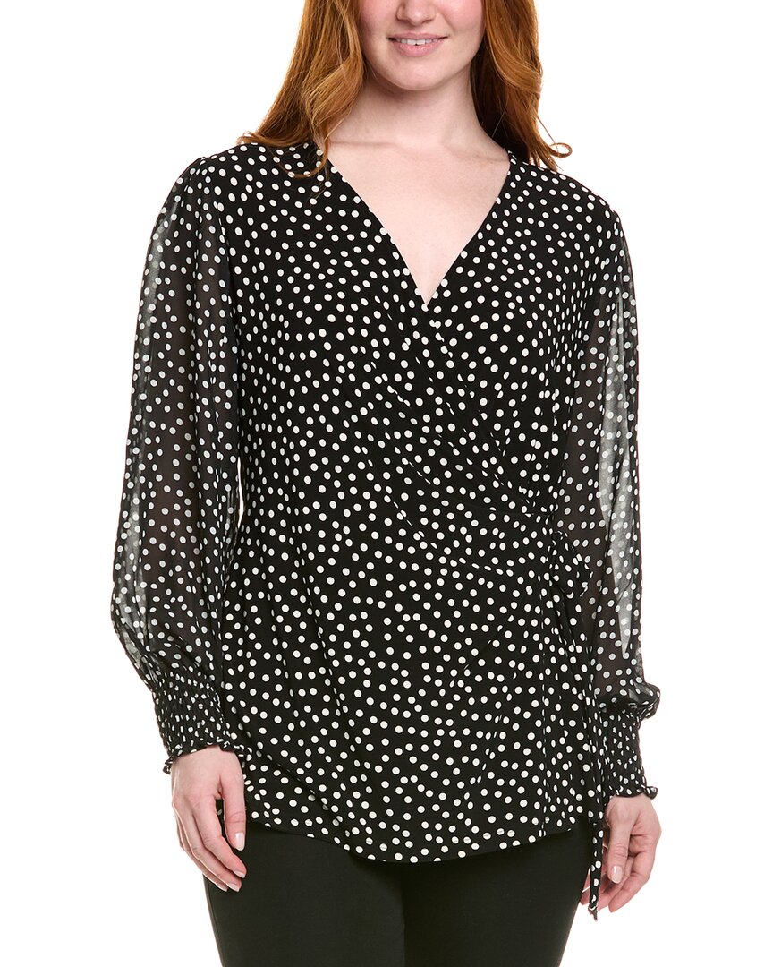 Anne Klein Smocked Sleeve Wrap Top