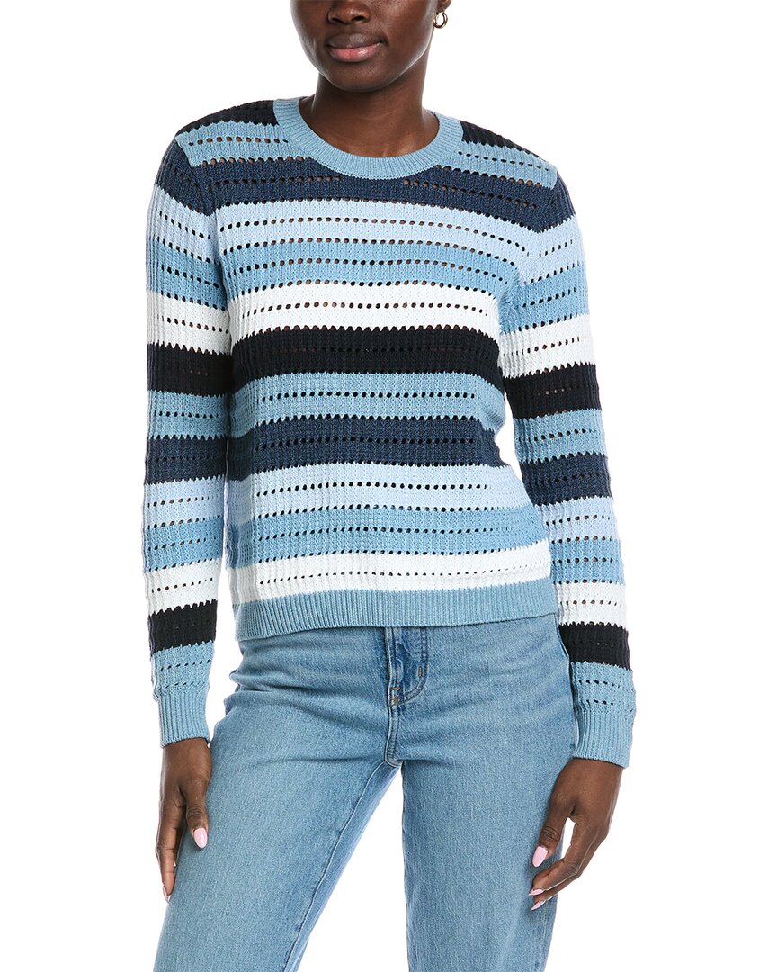 Autumn Cashmere Cotton By  Rainbow Pointelle Stripe Sweater In Multi
