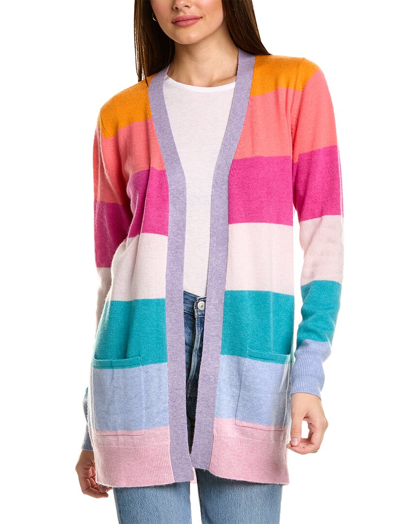 Shop Scott & Scott London Rainbow Cali Wool & Cashmere-blend Cardigan In Blue